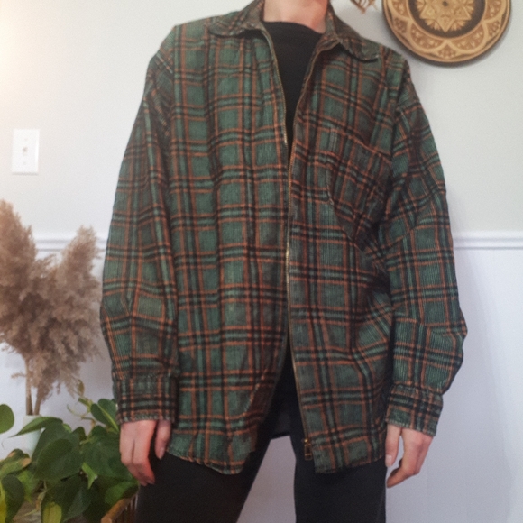 Green and orange corduroy shacket - Picture 3 of 10